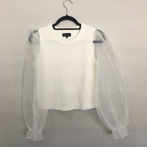 Marjorelle cream sweater body with long organza sleeves